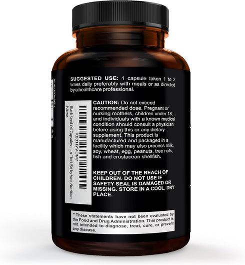 Black Seed Oil Capsules - Nigella Sativa - Immune Support Supplement Soft Gels - Cold Pressed Antioxidant Vegetarian Black Cumin Pills - 500 Milli...