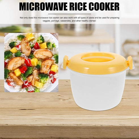 Hemoton Microwave Rice Maker Microwave Rice Cooker Rice Steamer: Round Microwave Food Container Microwaveable Rice Pasta Cooker Includes Spoons Mi...