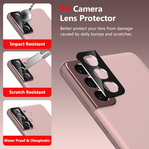bersem [2+2 Pack Privacy Screen Protector for Samsung Galaxy S21 Plus, 6.7 Inch with Tempered Glass Camera Lens Protector, Anti-Spy Flexible TPU F...