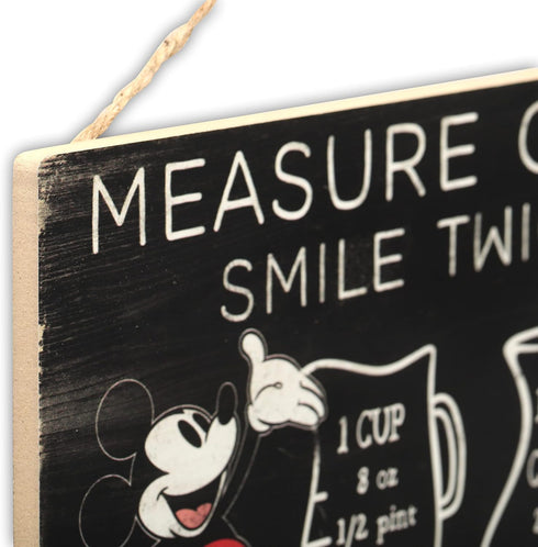 Disney Mickey Mouse Hanging Wood Measuring Sign - Measure Once, Smile Twice for Kitchen or Dining Room...