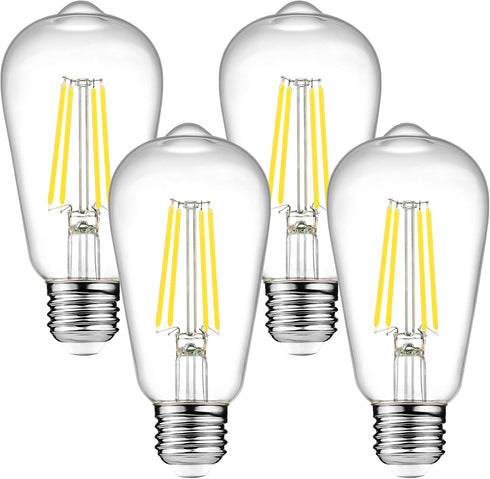 Ascher Dimmable Vintage LED Edison Bulbs, 6W, Equivalent 60W, Bright Daylight White 4000K, 80+ CRI, ST58 Antique LED Filament Bulbs, E26 Medium Ba...