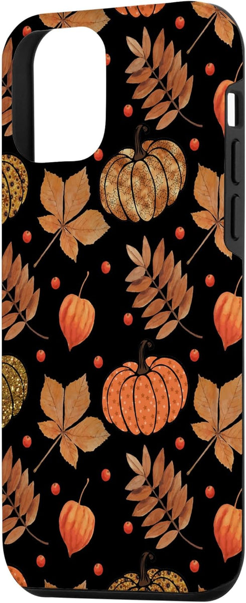iPhone 12 mini Fall Leaves and Pumpkins Pattern Halloween Autumn Gifts Case...