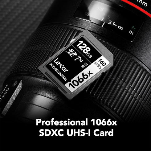 Lexar 128GB Professional 1066x SD Card, UHS-I, C10, U3, V30, Full HD, 4K, Up To 160MB/s Read SDXC Memory Card, for DSLR & Mirrorless Cameras (LSD1...