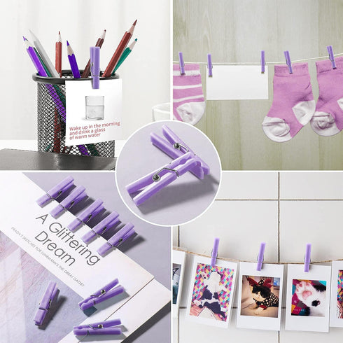 60 Baby Shower Clothespin Games Mini Clothes Pins 1.4 inch for Party Decorations(Purple)...
