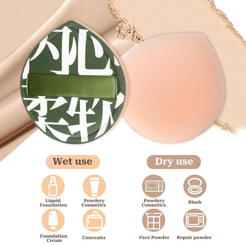 4 PCS Korean Makeup Puff, Soft Makeup Sponges Teardrop Setting Powder Puff Face Makeup Cushion Puff Beauty Blender Sponge for Foundation Concealer...