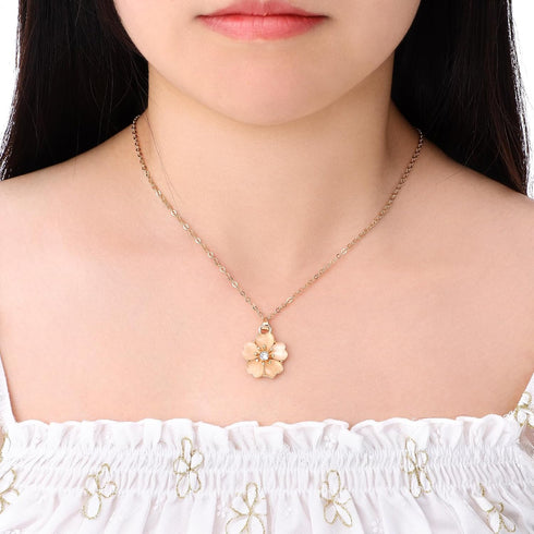 Holibanna Rhinestone Cherry Blossom Branch Pendant Necklace Earrings Stud Set Wedding Jewelry for Women Girls...