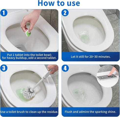Toilet Bowl Cleaner Tablets, Leaves Bowl Sanitary, Freshens, Deodorizes, Descales & Repels Tough Stains, Helps Prevent Limescale Buildup, Safe for...
