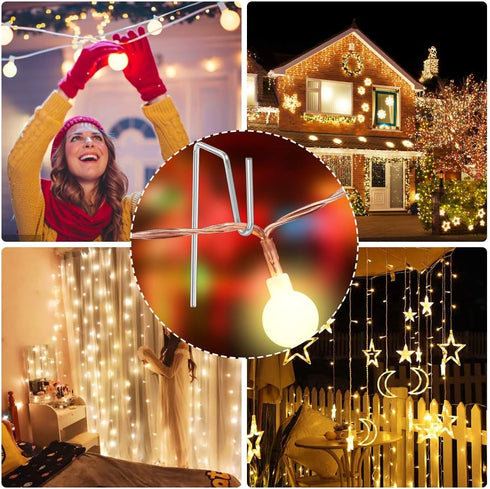 Yotako 60 Metal Gutter Hooks for Outdoor Christmas Lights, Weatherproof Christmas Light Clips Gutter Clips Holiday Light Clips Gutter Guard Light ...