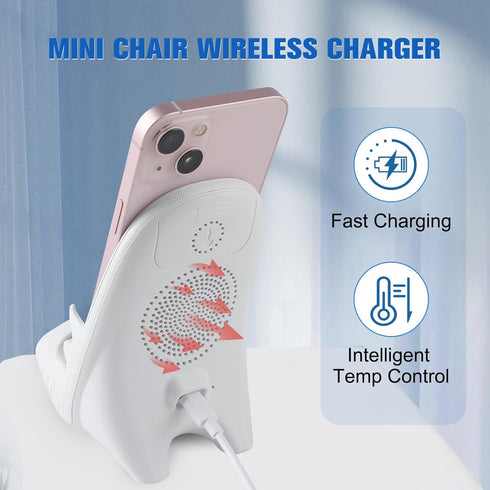 Portable Mini Chair Wireless Charger,2024 New Mini Chair Wireless Fast Charger Multifunctional Phone Holder3 in 1 Wireless Charger with Speaker Fu...