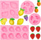 Silicone Fruit Snack Molds, 3D Strawberry Lemon Fondant Baking Molds, Mini Pineapple Grape Chocolate Molds for Cake Decoration Cupcake Topper Cook...