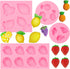 Silicone Fruit Snack Molds, 3D Strawberry Lemon Fondant Baking Molds, Mini Pineapple Grape Chocolate Molds for Cake Decoration Cupcake Topper Cook...