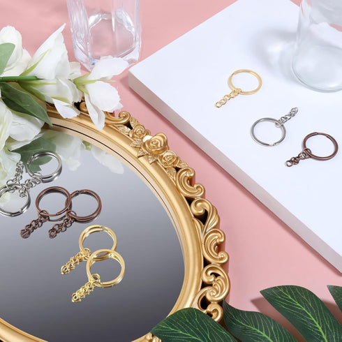 20Pcs Keychain Key Ring with Chain Bulk Split Key Chain,1.1 Inch Key Chains Parts with Open Jump Ring Connector for Jewelry Making Crafts (Gold)...