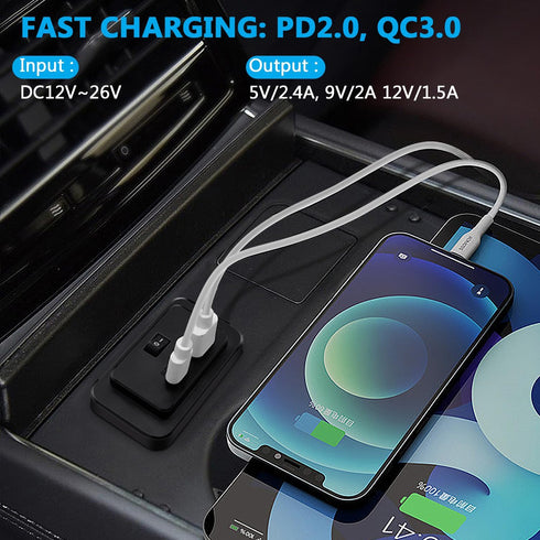 RV USB Outlet with On/Off Switch Upgraded QC3.0 USB PD Charging Socket Panel for 12V-26V Car Vehicles Boat Camper Bus (Black QC3.0+PD)...