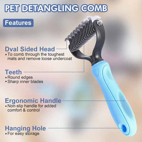Pet Grooming Brush Kit 7pcs, Cat Brush with Release Button Comb Set for Shedding -Cat Brush&Nail Clippers File Set for Cat Dogs Long matted Haired...
