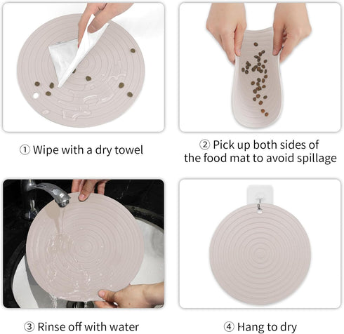 Ptlom 2 Pack Dog Food Mat Anti-Slip Dog Bowl Mats for Food and Water, Waterproof Dog Feeding Mat Prevent Messy Spills to Floor, Silicone Pet Place...