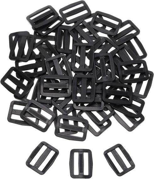 Shapenty 50PCS Black Plastic Tri-Glide Slides Button Bulk Adjustable Webbing Triglides Slider Buckle for Belt Backpack and Bags (Black, 1 Inch)...
