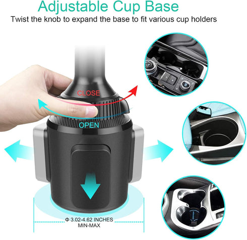 OQTIQ Phone Mount Magnetic, Universal Cup Holder Fit Phone Car Truck Mount Cup Holder Compatible with iPhone Samsung Galaxy LG and More, Extra Str...