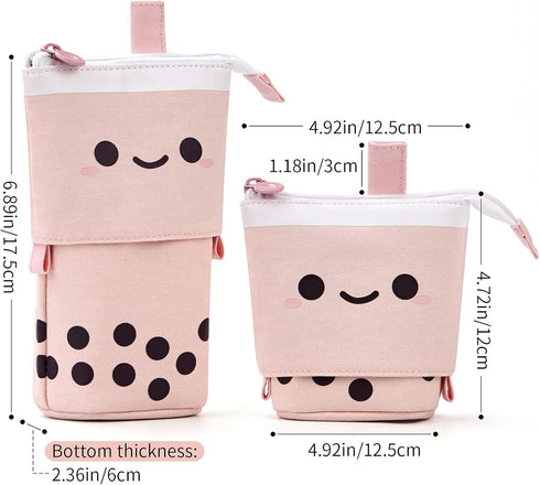 ANGOOBABY Standing Pencil Case Cute Telescopic Pen Holder Kawaii Stationery Pouch Makeup Cosmetics Bag for School Students Office Women Teens Girl...