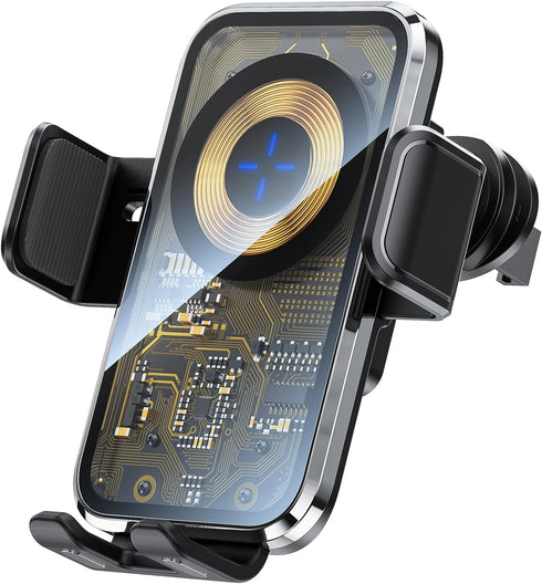 Wireless Car Charger, 15W Fast Charging Auto-Clamping Car Mount, Wireless Car Charger with Phone Holder Mount, for iPhone 14 13 12 11Pro/Xr/Xs/X/8...