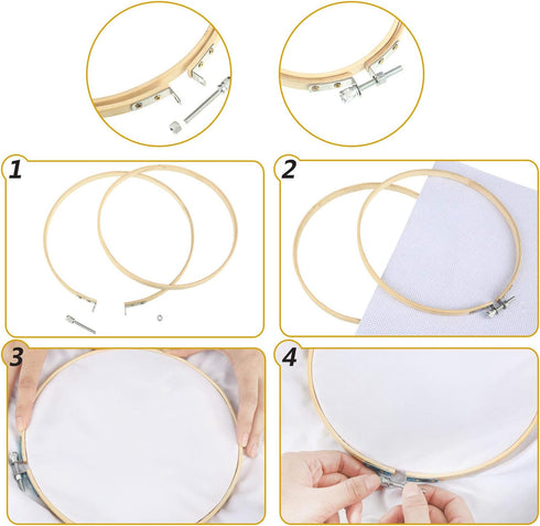 Mudder 53 Pieces Cross Stitch Tool Embroidery Starter Kit Includes Bamboo Circle Cross Stitch Hoop Ring Sewing Scissors Needle Threading Tools Thi...