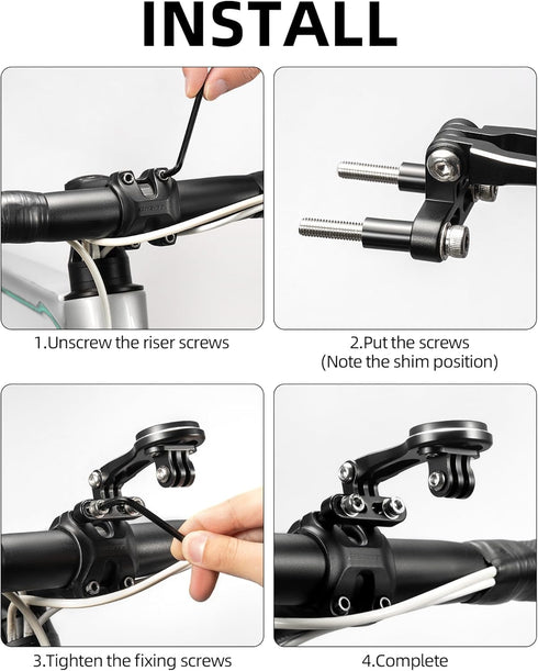 ROCKBROS Out-Front Bike Computer Mount Mini Bike Computer Mount Aluminum Integrated Bicycle Computer Mount Cycling Computer Mount Compatible with ...