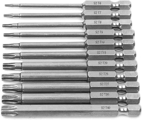 11pc Torx Screwdriver Bits 1/4 Inch Hex Shank Electric Magnetic Star Torx Security Head Screw driver Drill Bits Set, T6-T40,75mm Length...