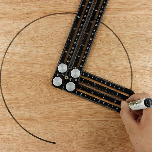 Six-Sided Aluminum Alloy Angle Measuring Tool, Angle Ruler Template Template Tool Full Metal Measuring Rules Layout Tool for Handymen Builders DIY...
