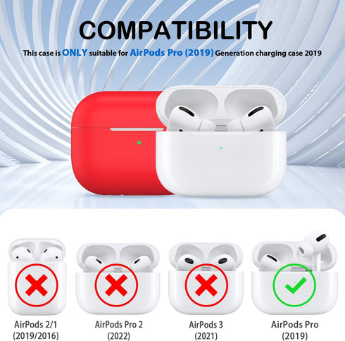 AirPods Pro Case Cover, Military Grade Anti-Fall Soft Silicone Shock-Absorbing Protective AirPods Pro 2nd/1st Generation Case with Keychain and Cl...