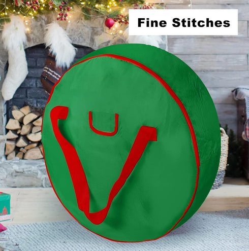 30" Christmas Wreath Storage Container Bag - Christmas Large Garland Ornament Wreath Container - Reinforced Wide Heavy Duty Handle and Double Slee...
