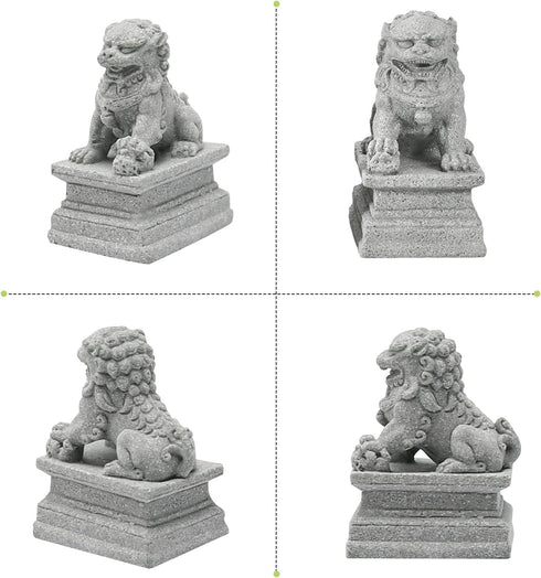 Asian Foo Dogs Lion Stone Statue,Pet Fish Tank Decor Mini Aquarium Decoration,Landscape Ornaments Accessories (Large)...