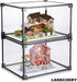LANSCOERY Shoe Storage Box Stackable Shoe Organizer, Clear Acrylic Foldable Shoe Storage Containers Display Case with Magnetic Side Opening Door f...