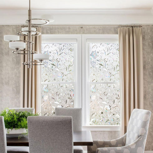 Kromapolis Window Privacy Film, Vinyl Glass Covering, Stained Decorative Film Frosted, Static Window Clings, Non-Adhesive, No-Glue (17.5 x 78.7 in...
