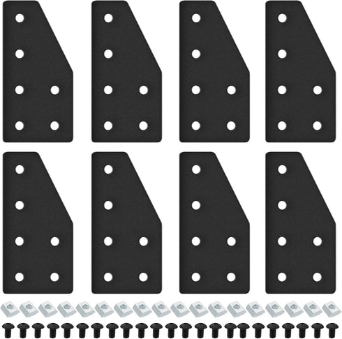 8pcs 2040 Aluminum Extrusion Joint Plate Connector Corner L Bracket 6-Hole 2040 V Slot Hardware T Slotted Accessories with T Nuts and Screws for A...