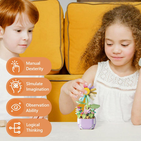 Mini Building Block Flower Toy for Kids 360 Pcs, Creative Potting Building Blocks Flowers, Plant Series for Kids Artificial Flower Toy Gifts for A...