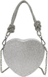 Evening Bag for Women, Silver Clutch Purse Heart Shaped Purse Crossbody Bag Shoulder Handbag Rhinestone Purse...
