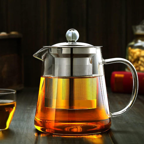 Glass Teapot with Removable Stainless Steel Infuser, Borosilicate Glass Tea Pot with Strainer,for Blooming Tea & Loose Leaf Tea, Microwave & Stove...