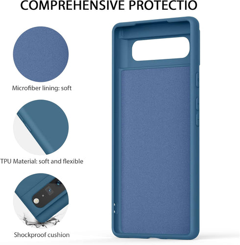 Silicone Phone Case Compatible with Google Pixel 6, Soft Protective Smart Phone Case for Women Men, Durable Anti-Scratch Shockproof Phone Cover Da...