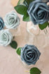 Ling's Moment Artificial Flowers 50Pcs Dusty Blue & Navy Roses Decor w/Stems,3" Real Touch DIY Foam Floral for Wedding Bouquet/Centerpieces, Outdo...