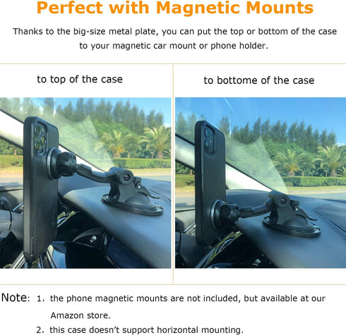 molzar GripBig Series for iPhone 12 and 12 Pro Case, Built-in Metal Plate for Magnetic Mount, Works with Qi-Certified Chargers, Compatible with iP...