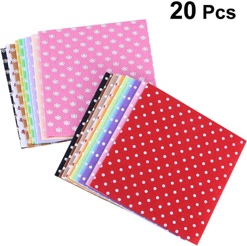 20pcs 15x15 cm Felt Fabric Sheet Flower Dot Printed Felt Pack Squares Nonwoven Patchwork for DIY Kids Crafting Sewing...