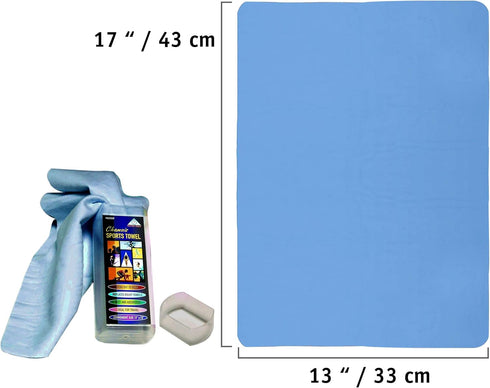 Water Gear Chamois Towel - Fast Absorbing and Great for Drying - Use After a Workout and Diving - for Men and Women - Multi-Use - Blue...