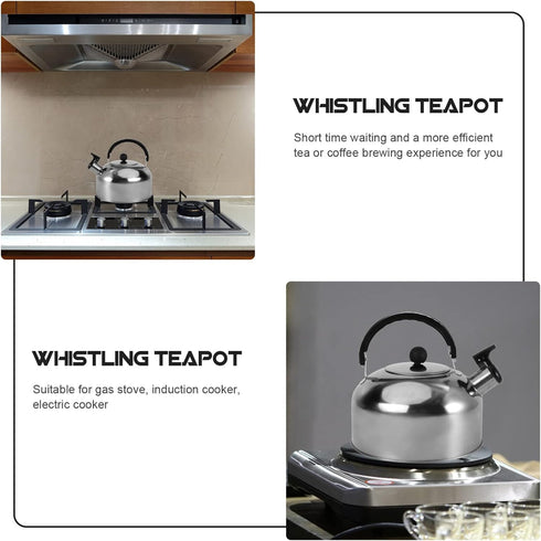 Amosfun 2L Whistling Tea Kettle 7.8 Inch Bottom Stainless Steel Stove Top Teapot with Ergonomic Handle, Milk Warmer for Stovetop Induction Gas Sto...