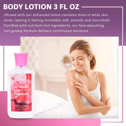 Bath & Body Care Travel Set - Home Spa Set with Body Lotion, Shower Gel and Fragrance Mist (Japanese Cherry Blossom)...