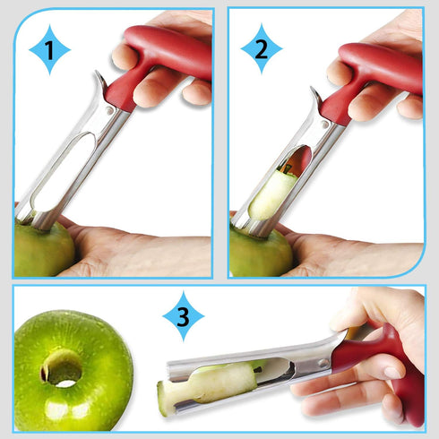 Apple Cutter Slicer & Corer Kit - 12-Blade Apple Slicer & Corer, Includes 3 Premium Stainless Steel Fruit Forks...