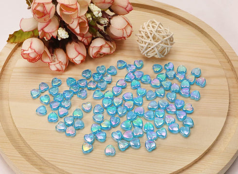 Tupalizy 100PCS Mini Acrylic Heart Beads 9mm AB Color Heart Charms for Jewelry Making Bracelets Necklaces Earrings Key Chains Accessories DIY Craf...