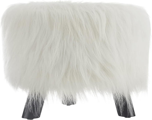 Linon Flokati Foot, 16-Inch, White Stool, 16"W x 16"D x 12.6"H,...