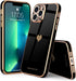 Teageo for iPhone 13 Pro Max Case for Women Girl Cute Love-Heart Luxury Bling Plating Soft Back Cover Raised Camera Protection Bumper Silicone Sho...
