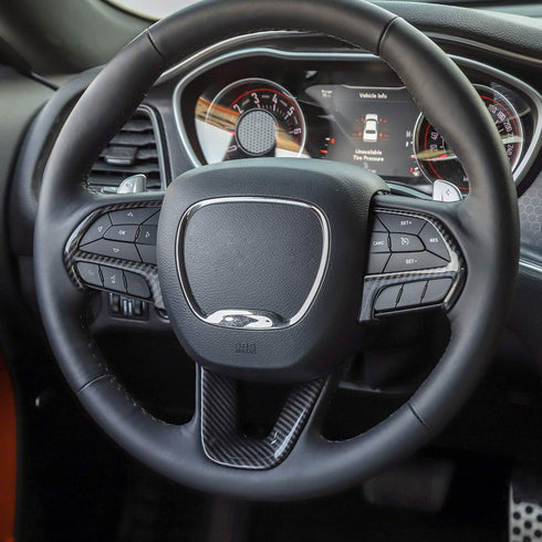 JeCar Steering Wheel Cover Interior Decoration Trim Kits Compatible with Dodge Challenger/Charger 2015-2023/Durango 2014-2020 & Grand Cherokee 201...