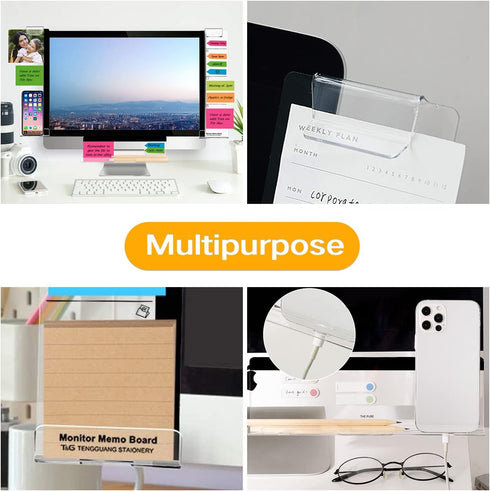 Monitor Memo Boards for Computer, Set of 3 (Left & Right & Bottom) Multifunction Acrylic Screen Message Reminder Pad Side Panels Phone Holder - Ut...