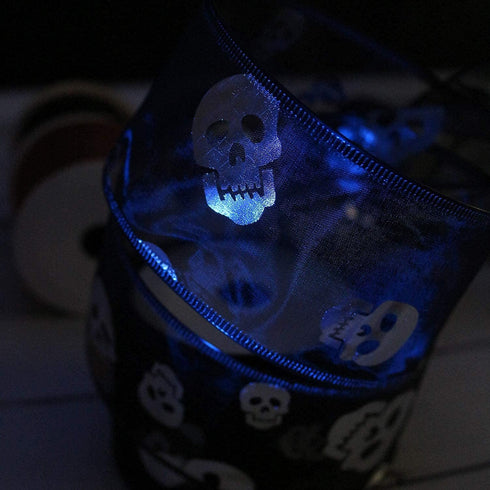 MEEDEE Halloween Ribbon - 6 Rolls, 36 Yards, Wired, Purple, Orange, Black, Skull Pattern...
